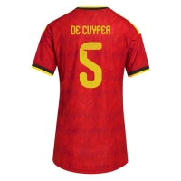 Camiseta Bélgica Maxim De Cuyper #5 Primera Equipación Replica Mundial 2026 para mujer mangas cortas